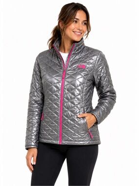 The North Face ThermoBall Gray Pink Quilted Jacket Women’s Small S